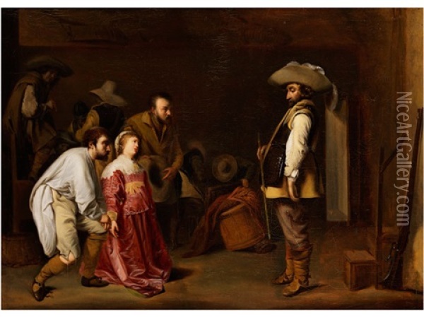 Bitte Um Entlassung Eines Madchens Als Kriegsbeute Oil Painting - Willem Cornelisz Duyster
