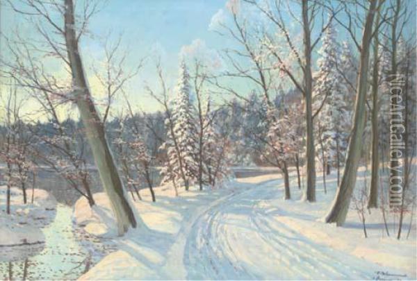A Snowy Woodland Track Oil Painting - Ivan Shishkin