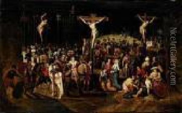 Kreuzigung Auf Golgatha Oil Painting - Louis de Caullery