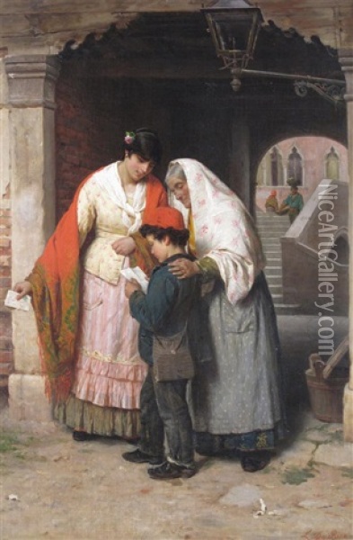 The Messenger Boy, Venice Oil Painting - Luigi da Rios