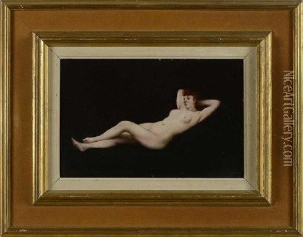 Portrait De Femme Nue Allongee Oil Painting - Theodule Ribot