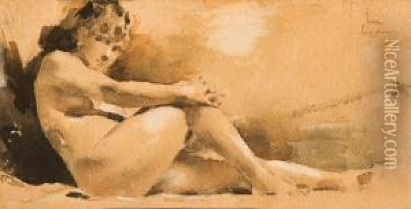 Nudo Di Donna Sdraiata Oil Painting - Luigi Conconi