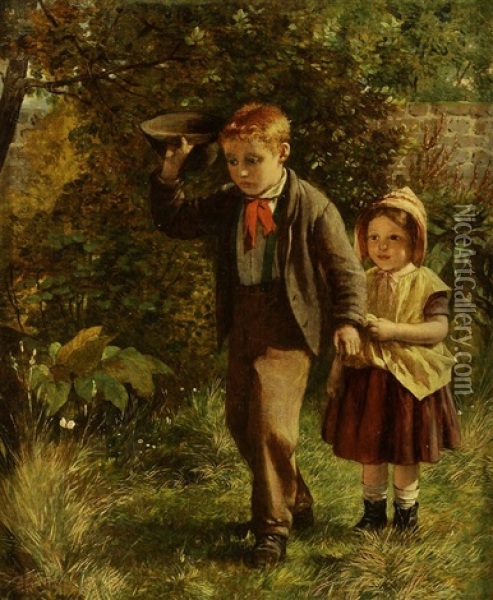 The Butterfly Catchers Oil Painting - William Hemsley
