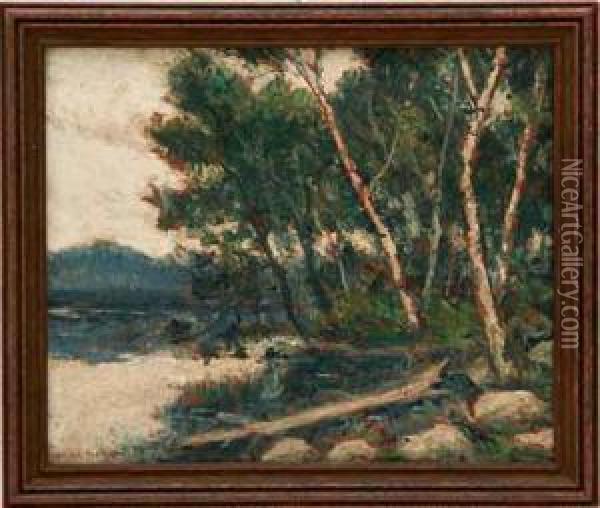 Landscape With Pond Oil Painting - William Mark Fisher