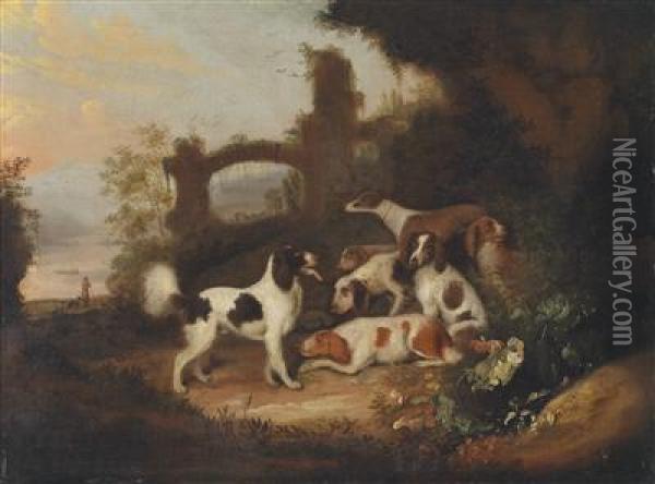 Hunting Dogs Oil Painting - Adriaen Cornelisz. Beeldemaker