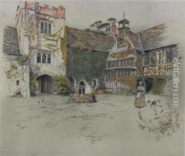 Ightham Mote House Oil Painting - Cecil Charles Aldin