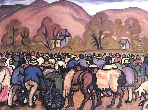 Market in Nagybanya 1911 Oil Painting - Sidney Harold Meteyard