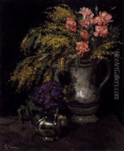 Stilleven Met Bloemen Oil Painting - Jules Alexandre Gruen