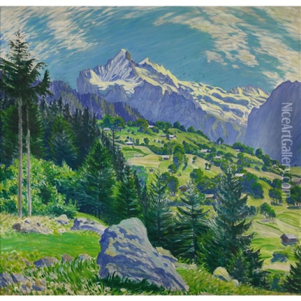 Junimorgen Bei Grindelwald Oil Painting - Waldemar Theophil Fink