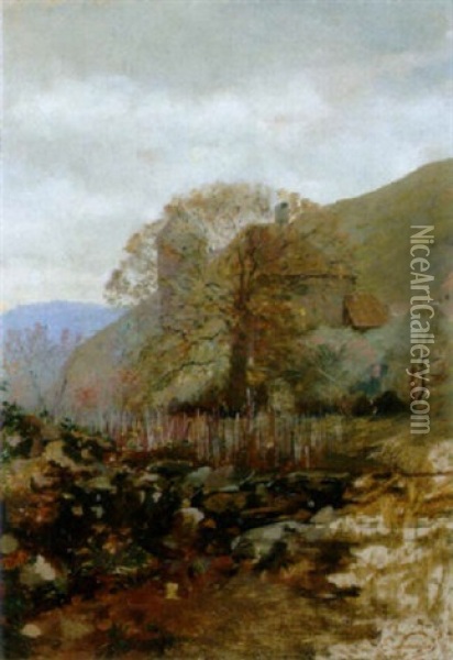 Herbstliche Landschaft Mit Schloss Oil Painting - Edouard Castres