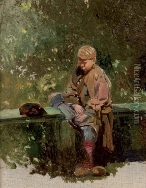 Jeune Enfant Au Jardin Oil Painting - Konstantin Egorovich Makovsky