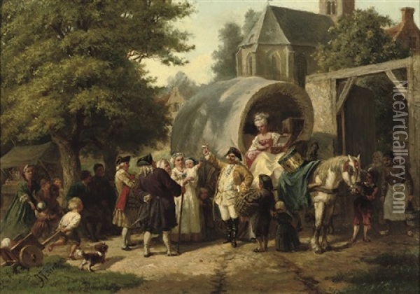 The Travelling Salesman Oil Painting - Jean Jacques Zuidema Broos