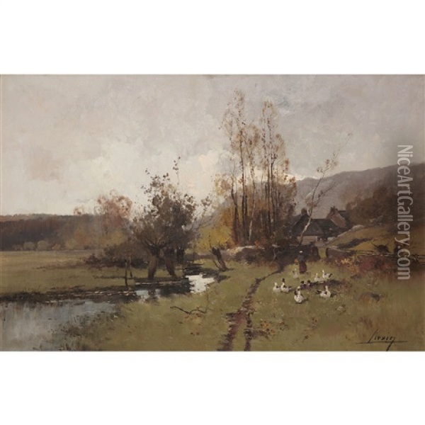 Paysage Champetre Oil Painting - Eugene Galien-Laloue