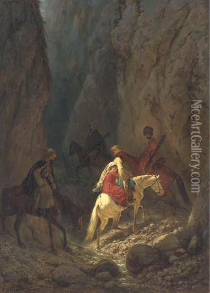 A Caucasian Adventure Oil Painting - Konstantin Nikolaevich Filipov