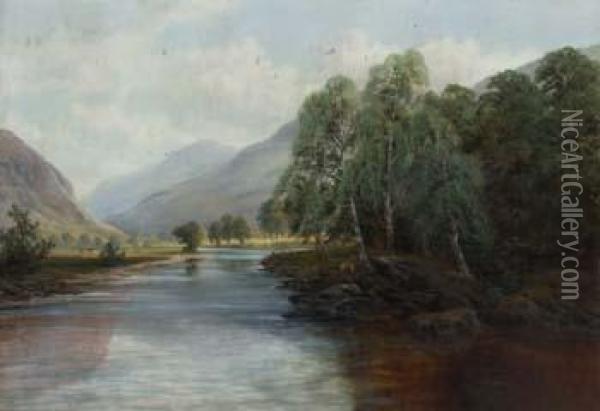 On The Conway, 
North Wales Oil Painting - Henry W. Henley