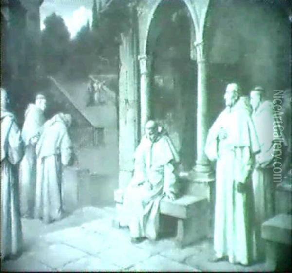 Besuch Des Kardinals Im Karthauser-kloster Oil Painting - Ferdinand Wilhelm Pauwels