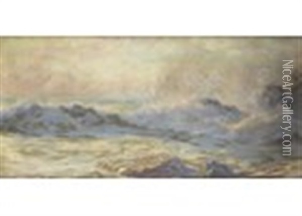 Waves Breaking On The Shore Oil Painting - Arthur John Black
