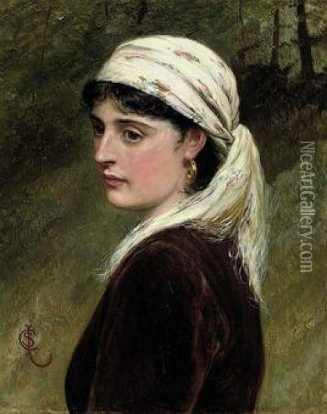 The Gold Earring Oil Painting - Charles Sillem Lidderdale