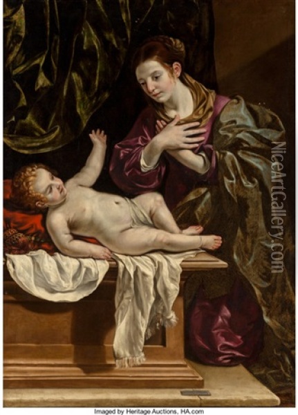 The Virgin Mary Adoring The Christ Child Oil Painting - Matteo Loves