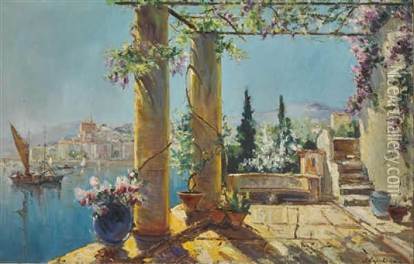 Pergola, Menton Oil Painting - Georgi Alexandrovich Lapchine