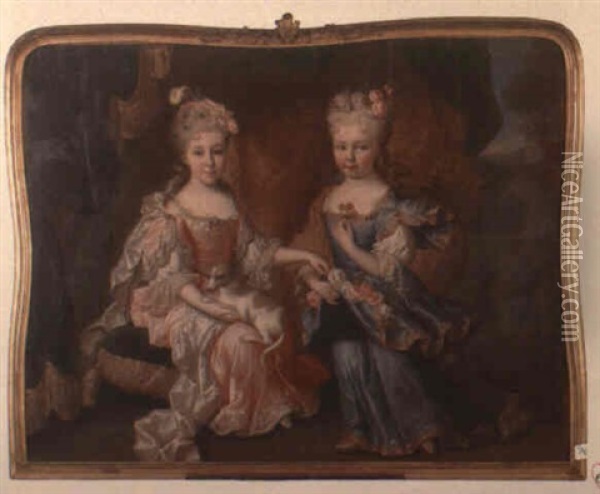 Portrait Presume De Louise Elisabeth De France Et Anne Henriette De France Oil Painting - Alexis-Simon Belle