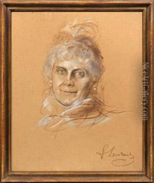 Portrait Einervornehmen Dame Oil Painting - Franz von Lenbach