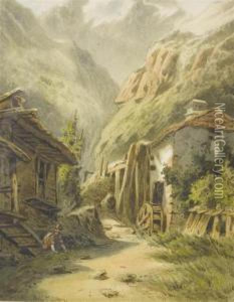 Mill In The Mountains Oil Painting - Anton Doll
