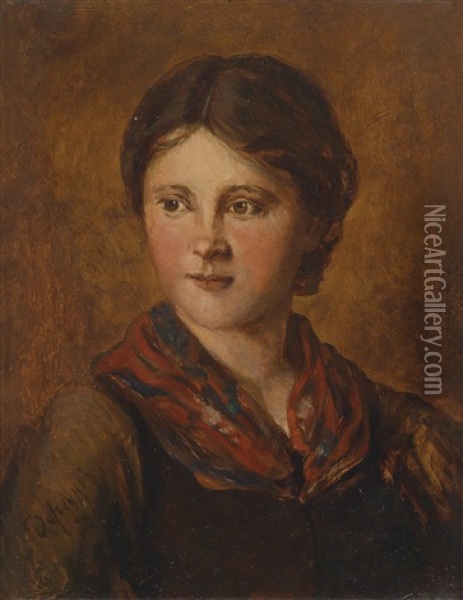 Tiroler Dirndl, Brustbild Einer Jungen Frau Oil Painting - Franz Von Defregger