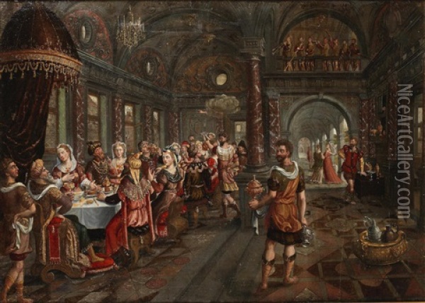 Belshazzar's Feast Oil Painting - Hans Vredeman (Jan) de Vries