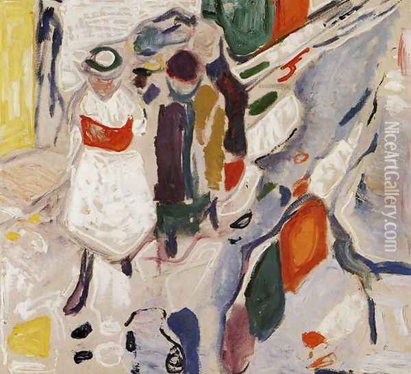 Children in the Street Oil Painting - Edvard Munch