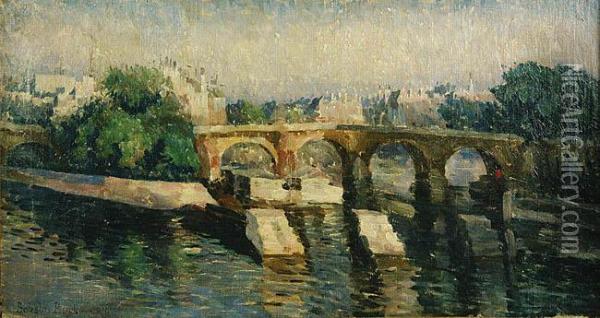 Pont Neuf W Paryzu Oil Painting - Boleslaw Buyko