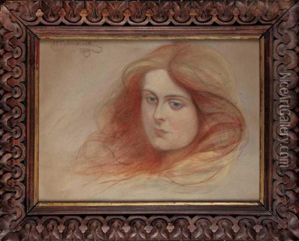 Portret Kobiety Oil Painting - Michal Ichnowski