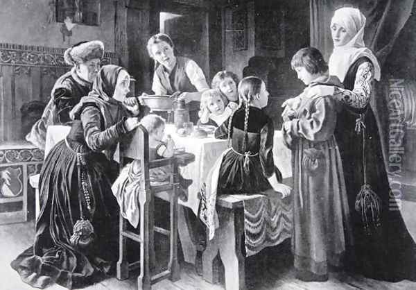 The boyhood of Martin Luther, illustration from The History of the Nation Oil Painting - Gustav Adolph Spangenberg