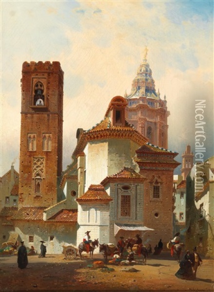 Kirche St. Catharina In Sevilla Oil Painting - Friedrich Eibner