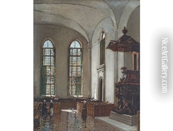 Interior Of The Groote Kerk, Cape Town Oil Painting - Robert Gwelo Goodman