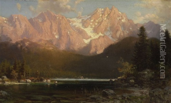 Blick Vom Eibsee Auf Das Wettersteingebirge Oil Painting - Ludwig Sckell