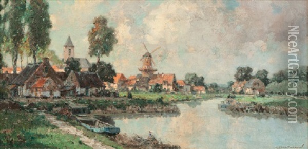 Rural Idyl By A River Oil Painting - Gerard Delfgaauw