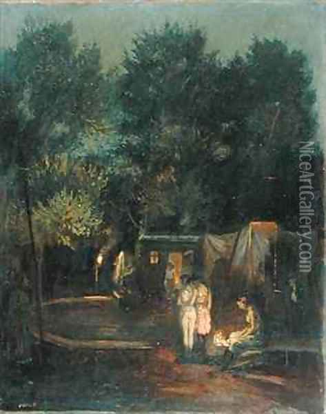 Circus under Trees Oil Painting - Amandus Faure