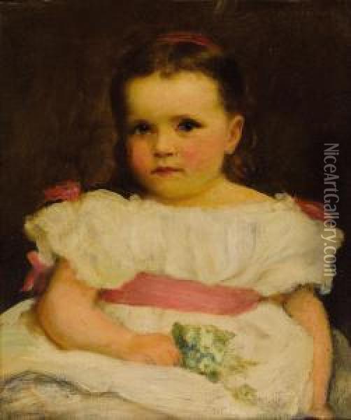 Portrait Of A Young Girl With Flowers Oil Painting - James Jebusa Shannon