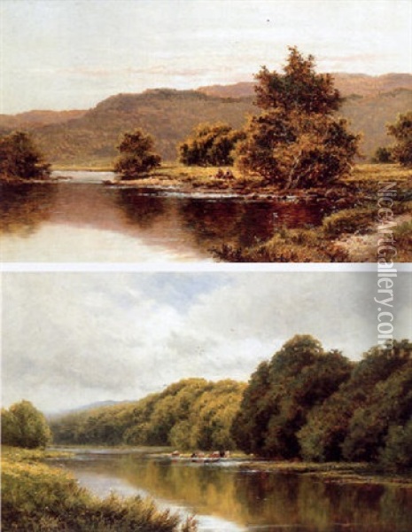 Near Cookham On Thames Oil Painting - Henry H. Parker