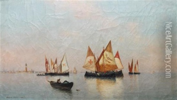 Venice Harbor Oil Painting - Warren W. Sheppard
