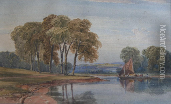 River Scene With Sailing Boats Oil Painting - William Leighton Leitch