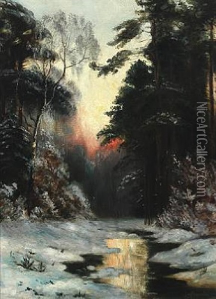 Wintry Forestscape Oil Painting - Ivan Fedorovich Choultse