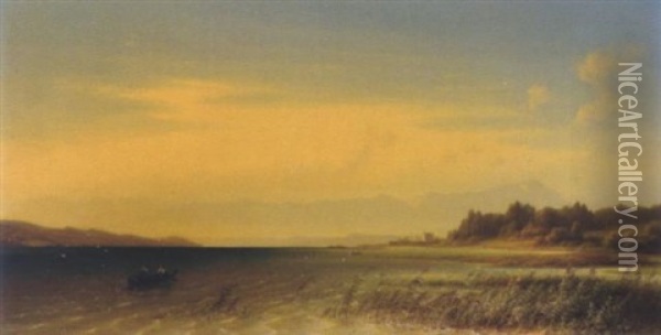 Seelandandschaft (chiemsee?) Oil Painting - Dietrich Langko