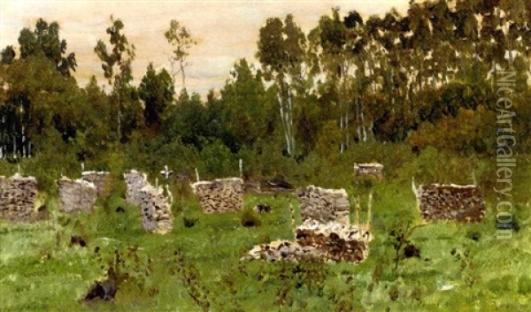 Woodpiles In The Forest Oil Painting - Isaak Levitan