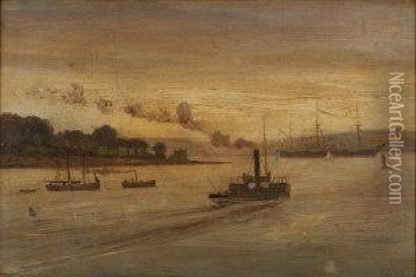 Cork Harbour Oil Painting - Joseph Poole Addey