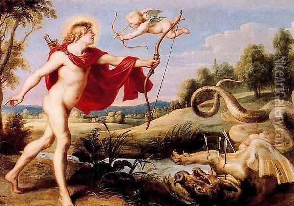 Apollo and the python snake Oil Painting - Cornelis De Vos