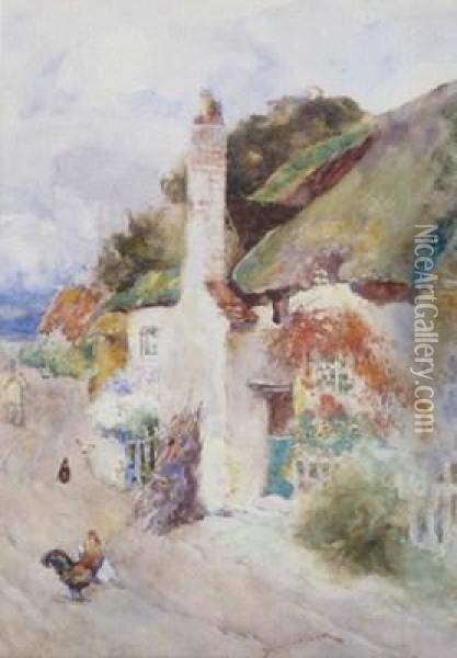A Country Cottage Oil Painting - David Woodlock