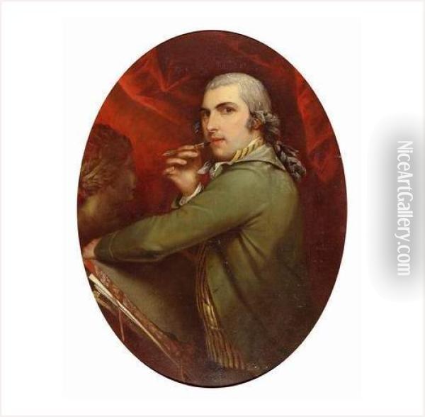Portrait Presume De Benjamin West Dans Un Ovale Peint Oil Painting - Benjamin West