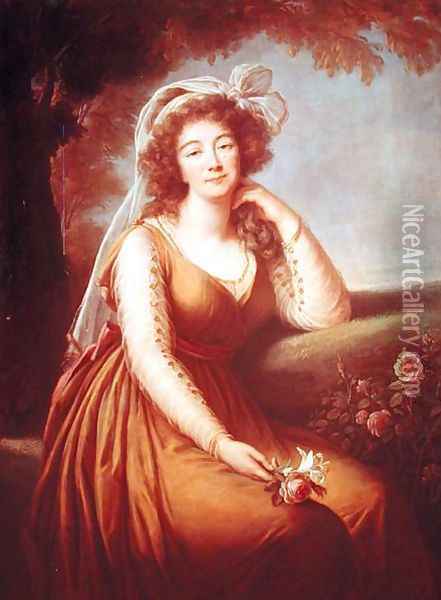 Comtesse du Barry 1743-93 Holding a Rose Oil Painting - Elisabeth Vigee-Lebrun